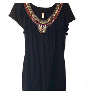 Black and multi colored beaded top ❤️💛🤍💙🖤